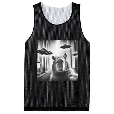 Funny Graphic Novelty Capybara Selfie With Ufo Weird Silly Mesh Reversible Basketball Jersey Tank
