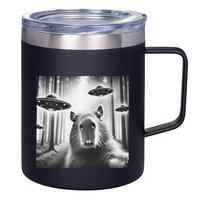 Funny Graphic Novelty Capybara Selfie With Ufo Weird Silly 12oz Stainless Steel Coffee Mug