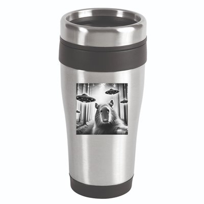 Funny Graphic Novelty Capybara Selfie With Ufo Weird Silly 16oz Travel Tumbler