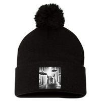 Funny Graphic Novelty Capybara Selfie With Ufo Weird Silly Pom Pom 12in Knit Beanie