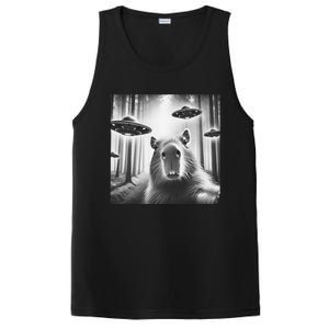 Funny Graphic Novelty Capybara Selfie With Ufo Weird Silly PosiCharge Competitor Tank