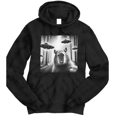 Funny Graphic Novelty Capybara Selfie With Ufo Weird Silly Tie Dye Hoodie