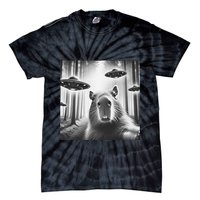 Funny Graphic Novelty Capybara Selfie With Ufo Weird Silly Tie-Dye T-Shirt