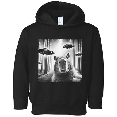 Funny Graphic Novelty Capybara Selfie With Ufo Weird Silly Toddler Hoodie