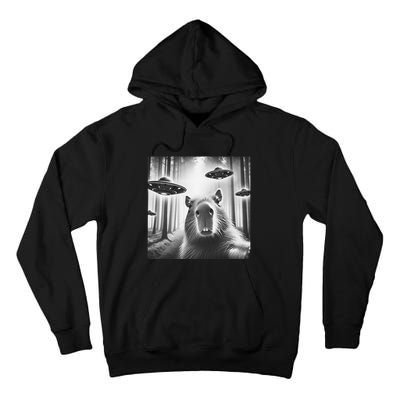 Funny Graphic Novelty Capybara Selfie With Ufo Weird Silly Tall Hoodie