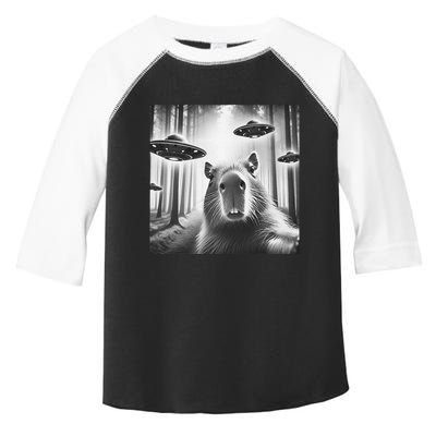 Funny Graphic Novelty Capybara Selfie With Ufo Weird Silly Toddler Fine Jersey T-Shirt