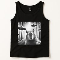 Funny Graphic Novelty Capybara Selfie With Ufo Weird Silly Tank Top
