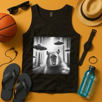 Funny Graphic Novelty Capybara Selfie With Ufo Weird Silly Tank Top