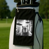 Funny Graphic Novelty Capybara Selfie With Ufo Weird Silly Golf Towel