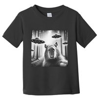 Funny Graphic Novelty Capybara Selfie With Ufo Weird Silly Toddler T-Shirt