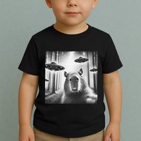 Funny Graphic Novelty Capybara Selfie With Ufo Weird Silly Toddler T-Shirt