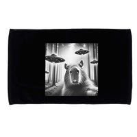 Funny Graphic Novelty Capybara Selfie With Ufo Weird Silly Microfiber Hand Towel