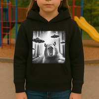 Funny Graphic Novelty Capybara Selfie With Ufo Weird Silly Kids Hoodie