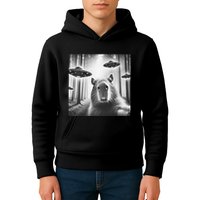 Funny Graphic Novelty Capybara Selfie With Ufo Weird Silly Kids Hoodie