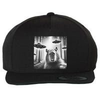 Funny Graphic Novelty Capybara Selfie With Ufo Weird Silly Wool Snapback Cap