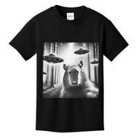 Funny Graphic Novelty Capybara Selfie With Ufo Weird Silly Kids T-Shirt