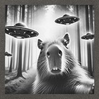 Funny Graphic Novelty Capybara Selfie With Ufo Weird Silly Cotton Canvas Backpack