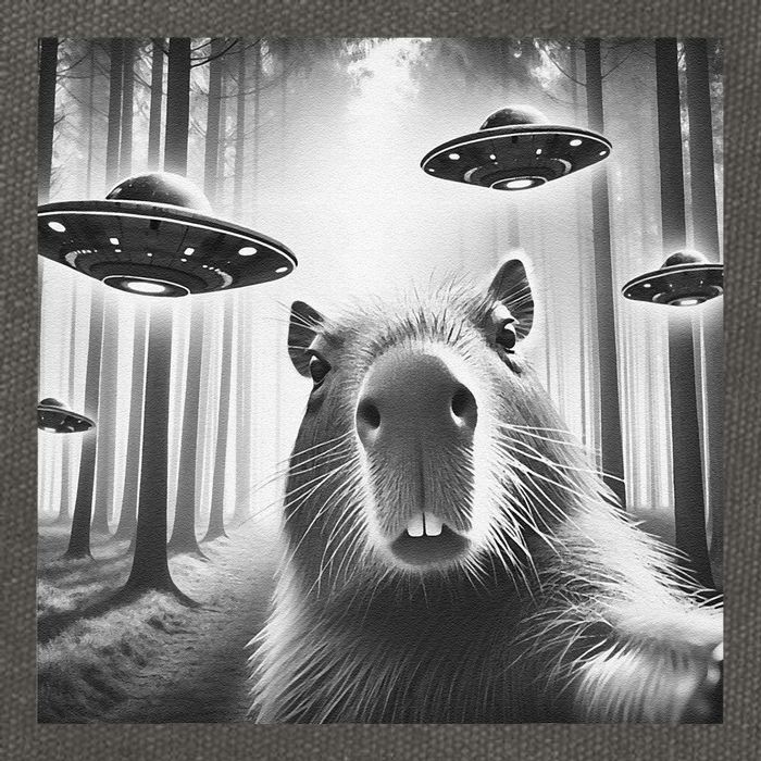 Funny Graphic Novelty Capybara Selfie With Ufo Weird Silly Cotton Canvas Backpack