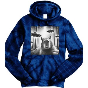 Funny Graphic Novelty Capybara Selfie With Ufo Weird Silly Tie Dye Hoodie