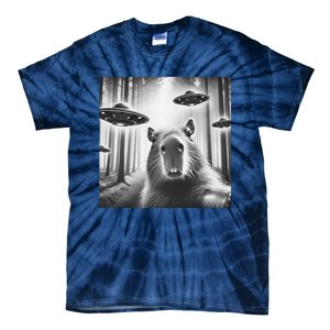 Funny Graphic Novelty Capybara Selfie With Ufo Weird Silly Tie-Dye T-Shirt