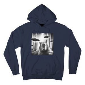 Funny Graphic Novelty Capybara Selfie With Ufo Weird Silly Tall Hoodie