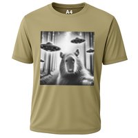 Funny Graphic Novelty Capybara Selfie With Ufo Weird Silly Performance Shirt