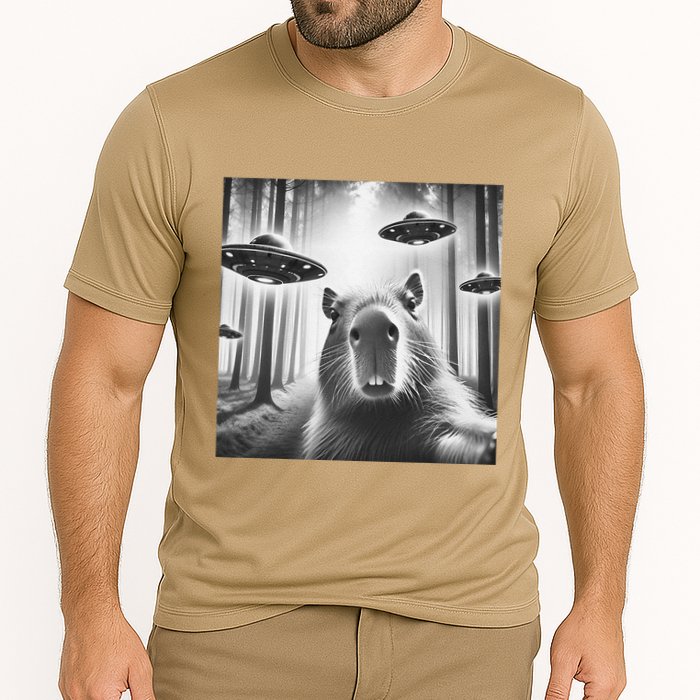 Funny Graphic Novelty Capybara Selfie With Ufo Weird Silly Performance Shirt