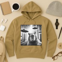 Funny Graphic Novelty Capybara Selfie With Ufo Weird Silly Hoodie