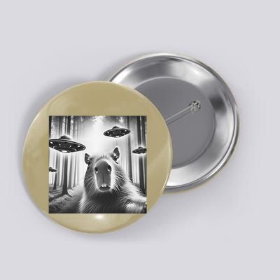 Funny Graphic Novelty Capybara Selfie With Ufo Weird Silly Button