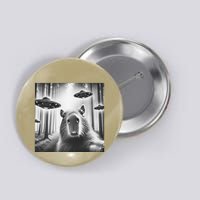 Funny Graphic Novelty Capybara Selfie With Ufo Weird Silly Button