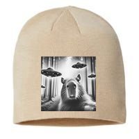 Funny Graphic Novelty Capybara Selfie With Ufo Weird Silly Sustainable Beanie