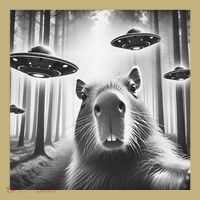 Funny Graphic Novelty Capybara Selfie With Ufo Weird Silly Sustainable Beanie