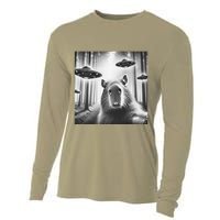 Funny Graphic Novelty Capybara Selfie With Ufo Weird Silly Cooling Performance Long Sleeve Crew