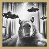 Funny Graphic Novelty Capybara Selfie With Ufo Weird Silly Cooling Performance Long Sleeve Crew