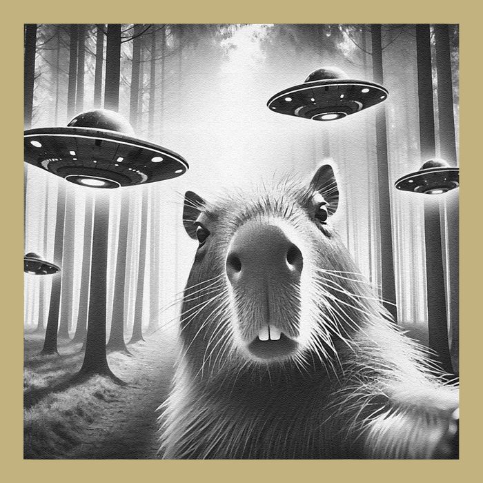 Funny Graphic Novelty Capybara Selfie With Ufo Weird Silly Cooling Performance Long Sleeve Crew