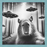 Funny Graphic Novelty Capybara Selfie With Ufo Weird Silly Sueded Cloud Jersey T-Shirt