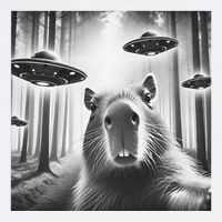 Funny Graphic Novelty Capybara Selfie With Ufo Weird Silly Garment-Dyed Sweatshirt