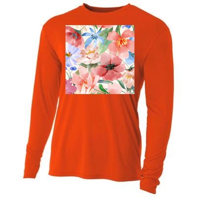 Flower Garden Nature Pattern Cooling Performance Long Sleeve Crew