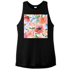 Flower Garden Nature Pattern Ladies PosiCharge Tri-Blend Wicking Tank