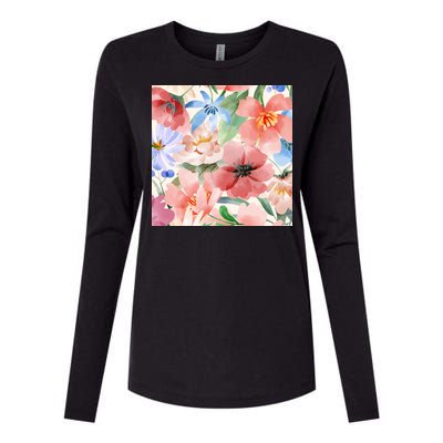 Flower Garden Nature Pattern Womens Cotton Relaxed Long Sleeve T-Shirt