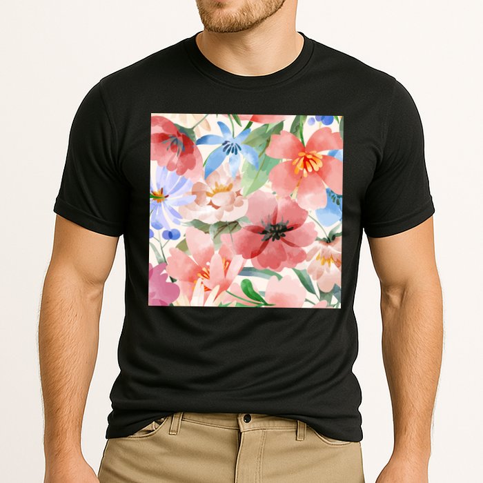 Flower Garden Nature Pattern Cooling Performance Crew T-Shirt