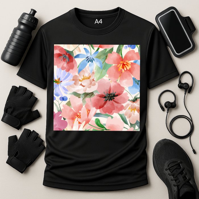 Flower Garden Nature Pattern Cooling Performance Crew T-Shirt