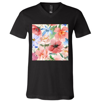 Flower Garden Nature Pattern V-Neck T-Shirt