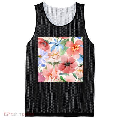 Flower Garden Nature Pattern Mesh Reversible Basketball Jersey Tank