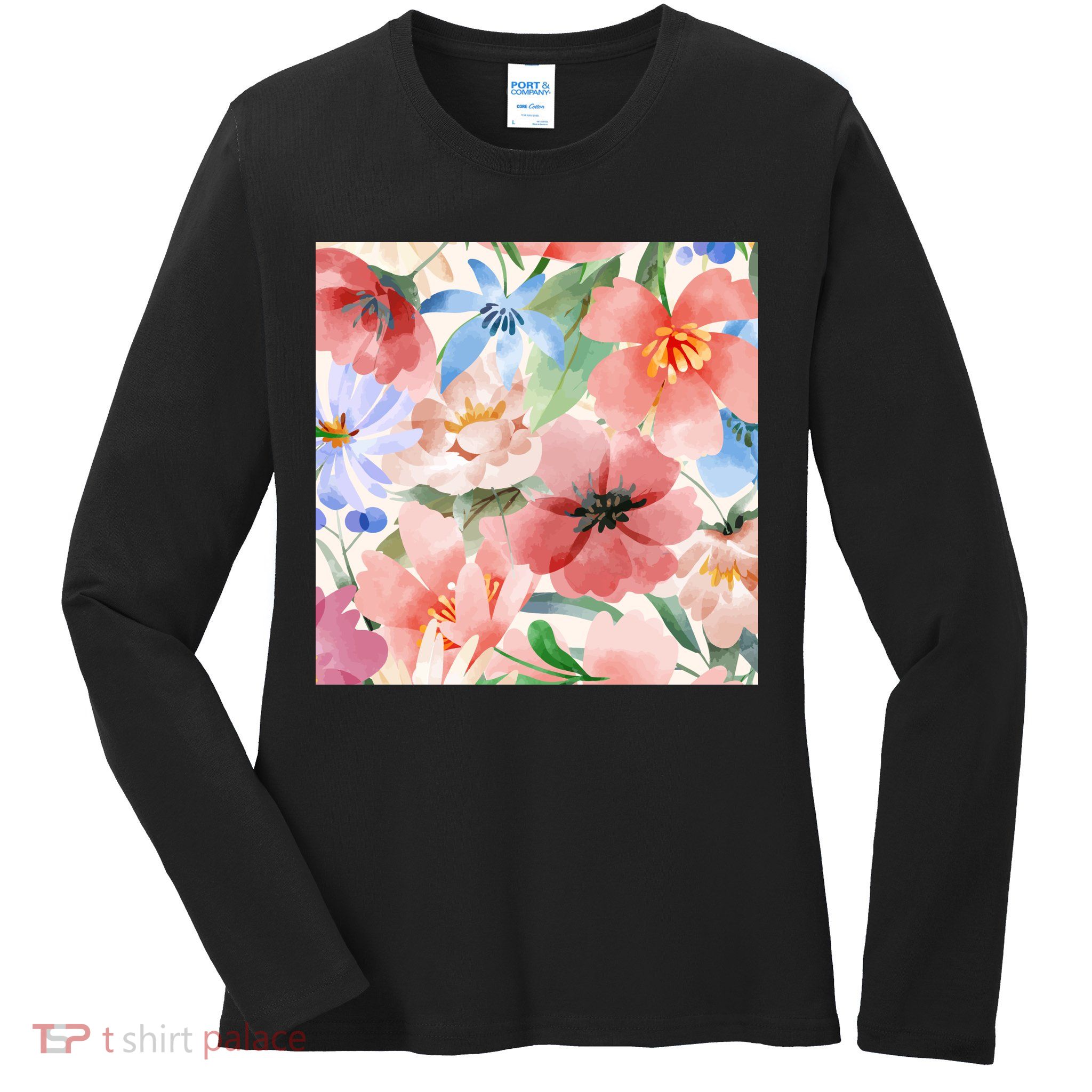Flower Garden Nature Pattern Ladies Long Sleeve Shirt