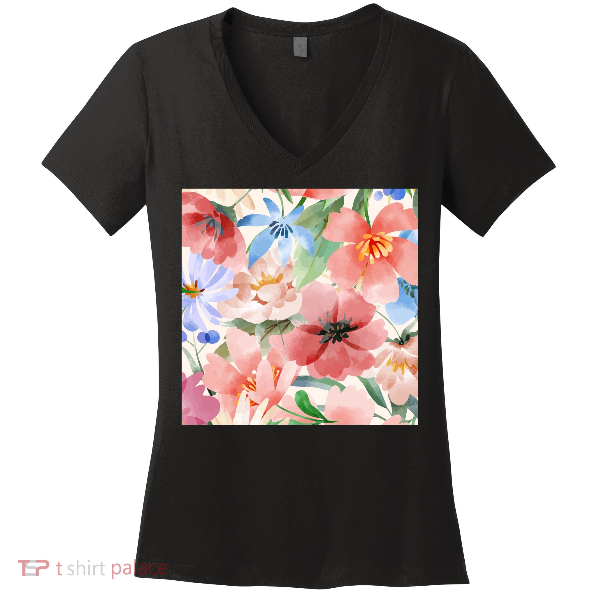 Flower Garden Nature Pattern Women's V-Neck T-Shirt