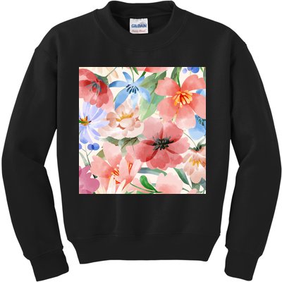 Flower Garden Nature Pattern Kids Sweatshirt