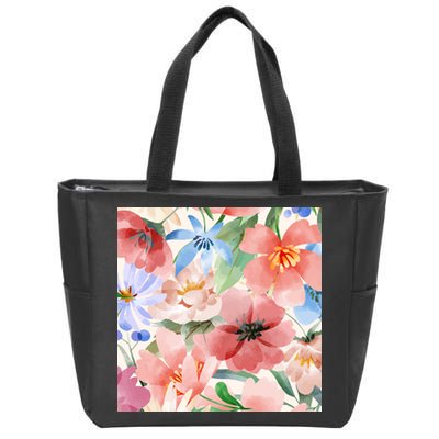 Flower Garden Nature Pattern Zip Tote Bag