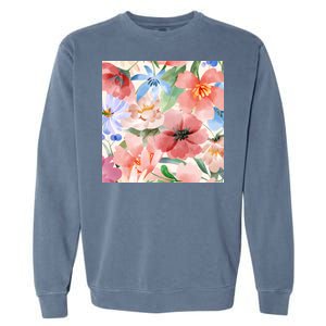 Flower Garden Nature Pattern Garment-Dyed Sweatshirt