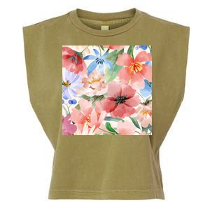 Flower Garden Nature Pattern Garment-Dyed Women's Muscle Tee